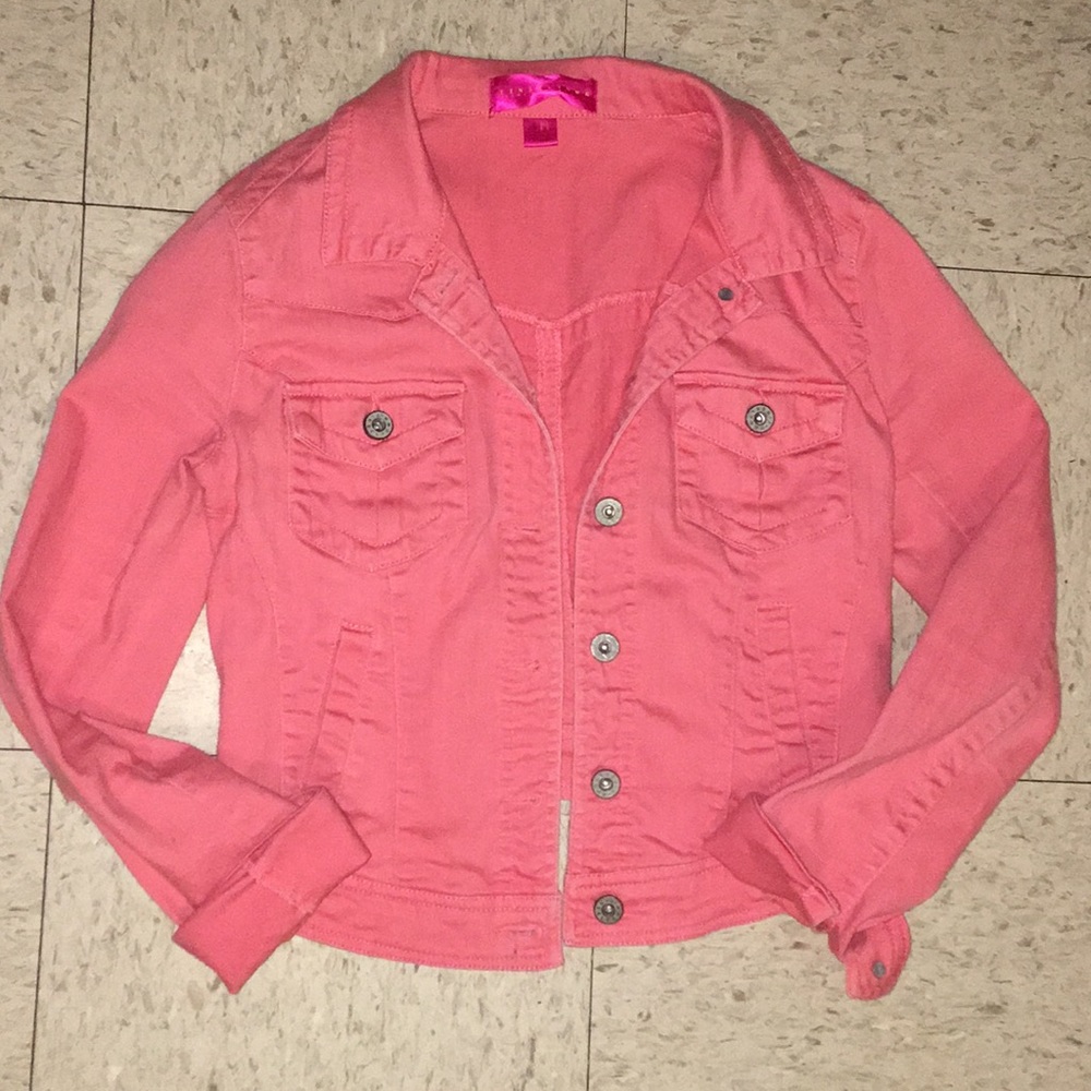 Cropped Pink Denim Jacket